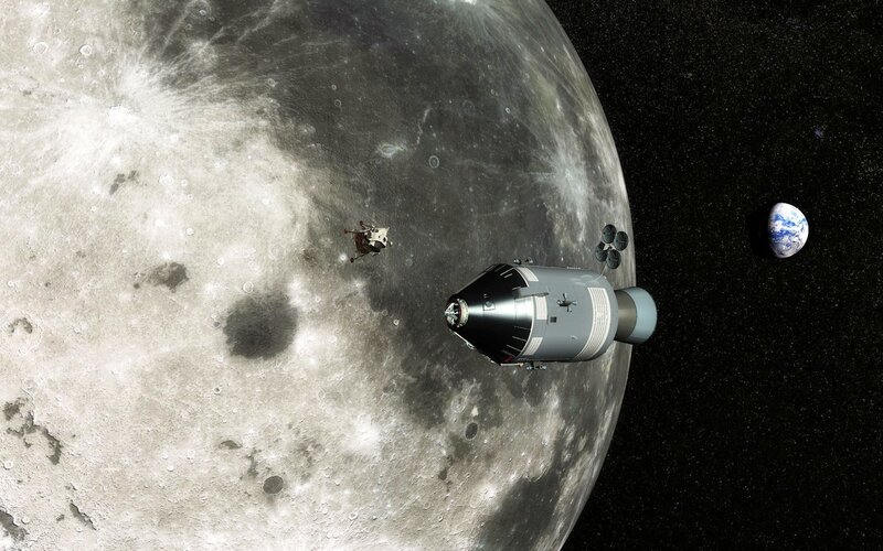 Apollo spacecraft near Moon