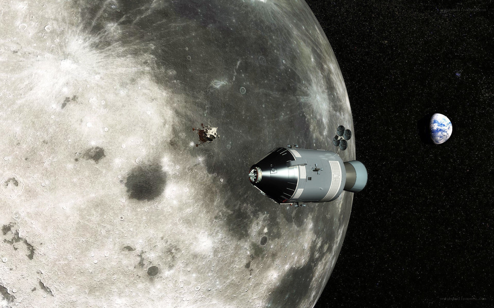 Apollo spacecraft near Moon