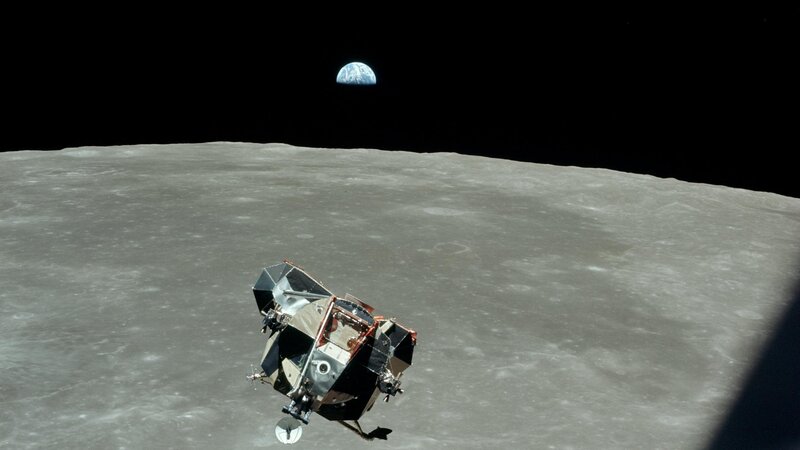 Apollo spacecraft near the Moon
