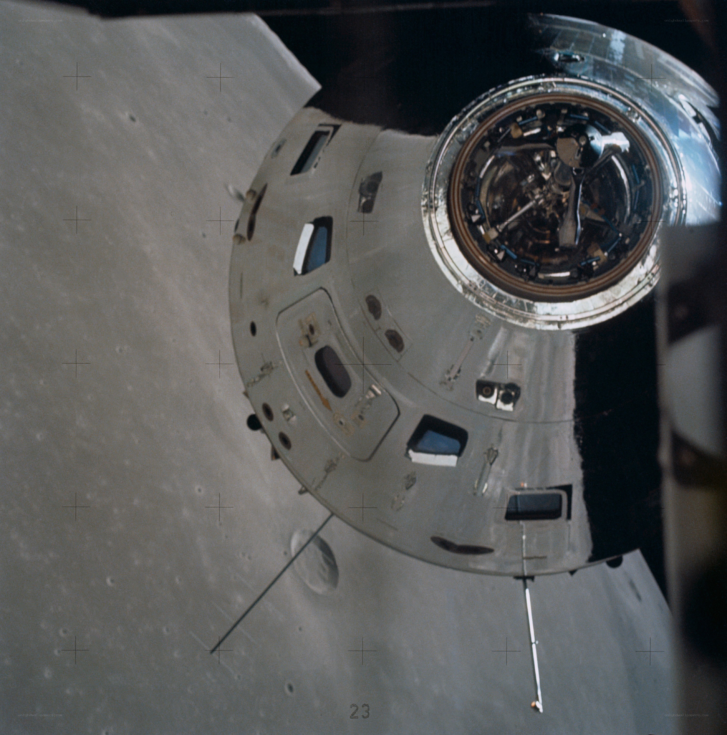 Apollo spacecraft over the Moon