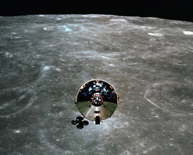 Apollo spacecraft over the Moon