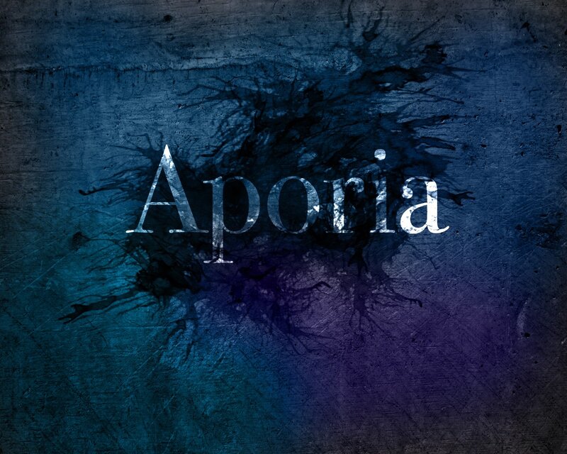 Aporia text on dark background