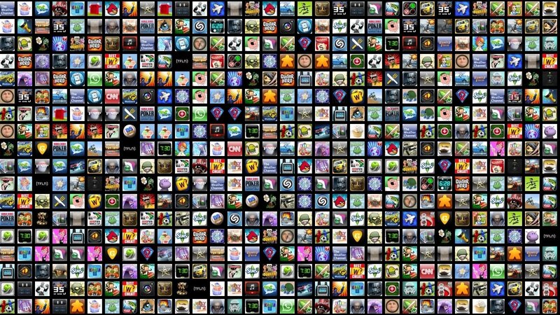 App icons grid on black background
