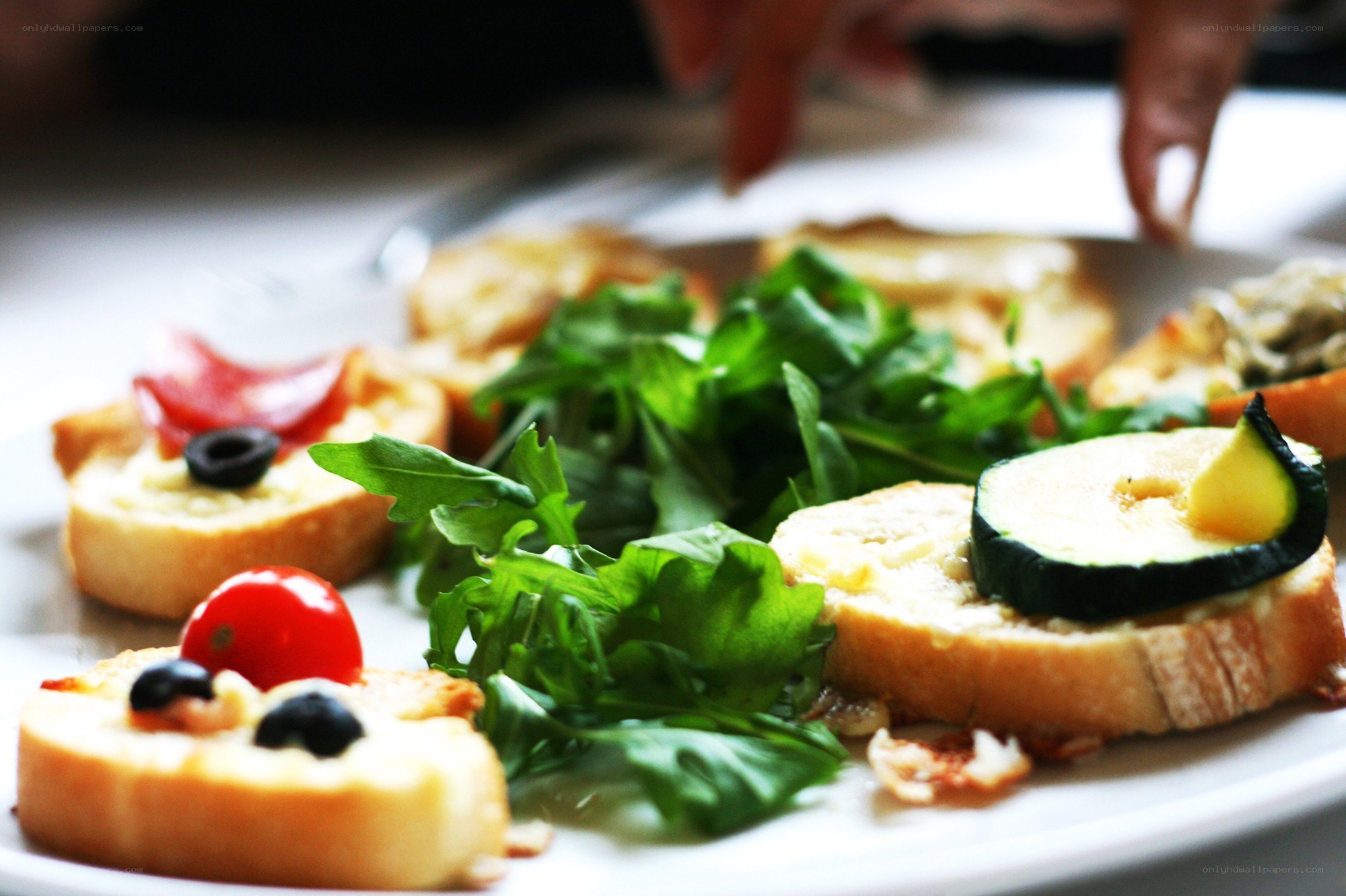 Appetizer bruschetta with vegetables