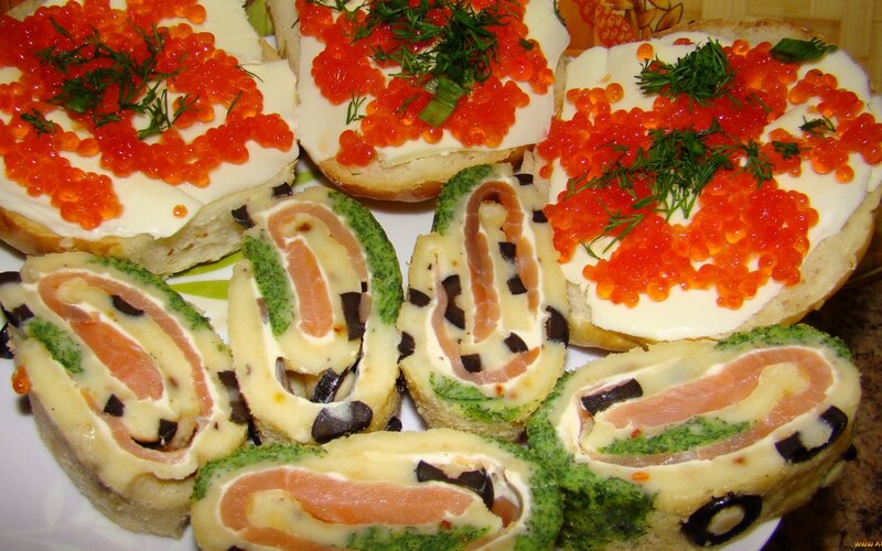 Appetizers with Salmon and Caviar