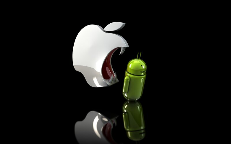Apple and Android characters