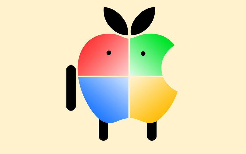Apple and Android logo fusion