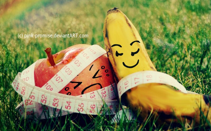 Apple and Banana in Grass