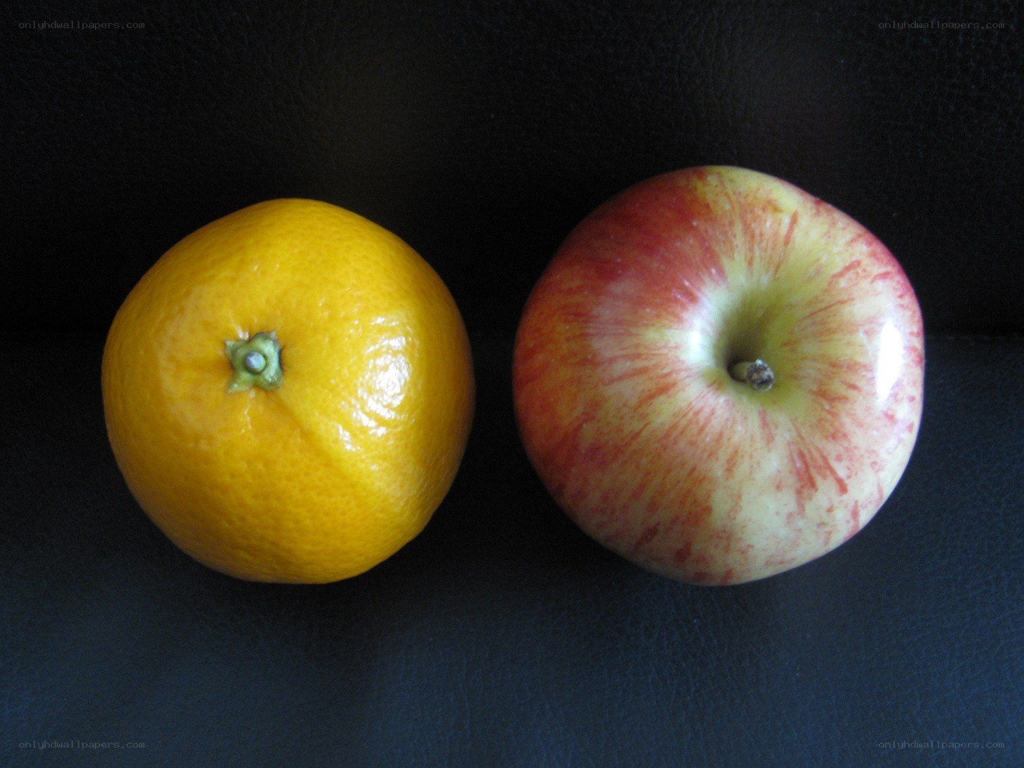 apple and orange side by side