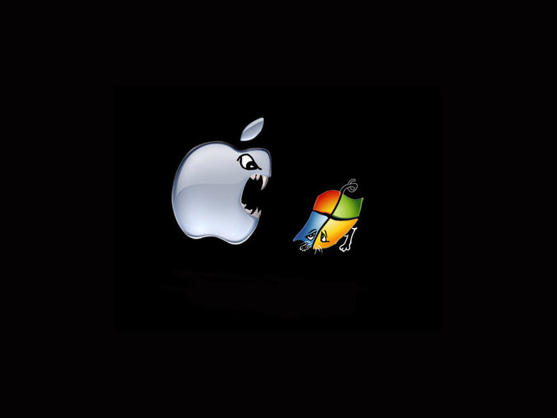 Apple and Windows Logos — Black, Dramatic