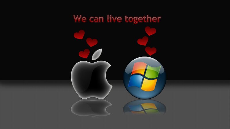 Apple and Windows Logos — Black, Playful