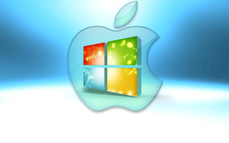 Apple and Windows Logos — Blue
