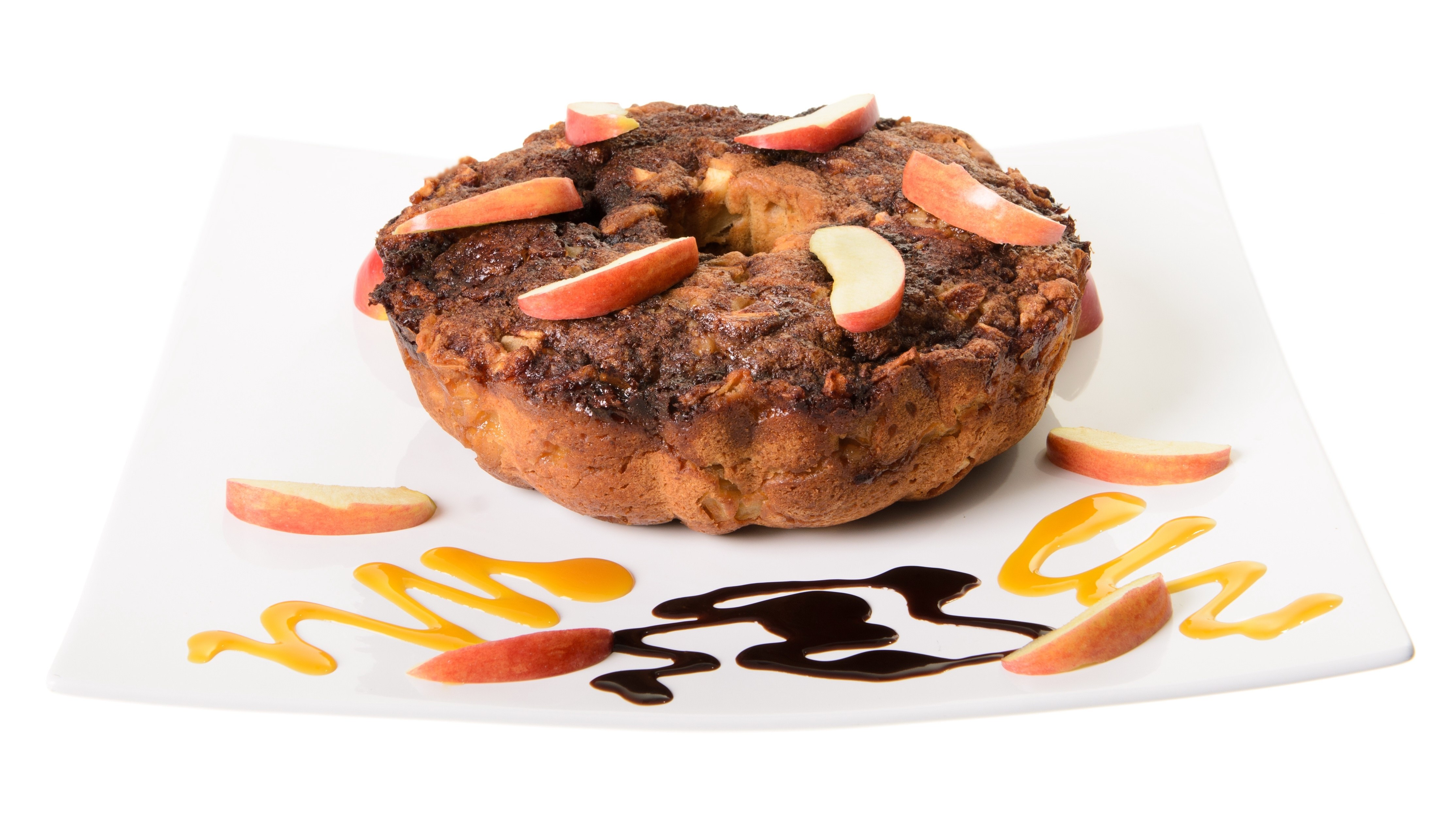 apple cake with caramel drizzle