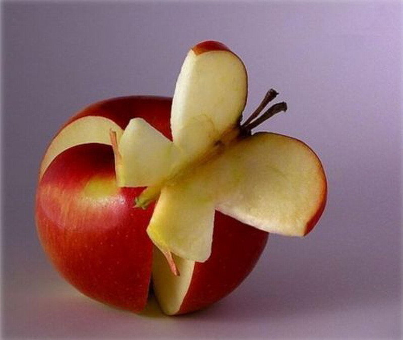 Apple Carved into Butterfly