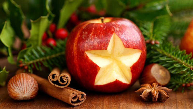 Apple Carved with Star — Red