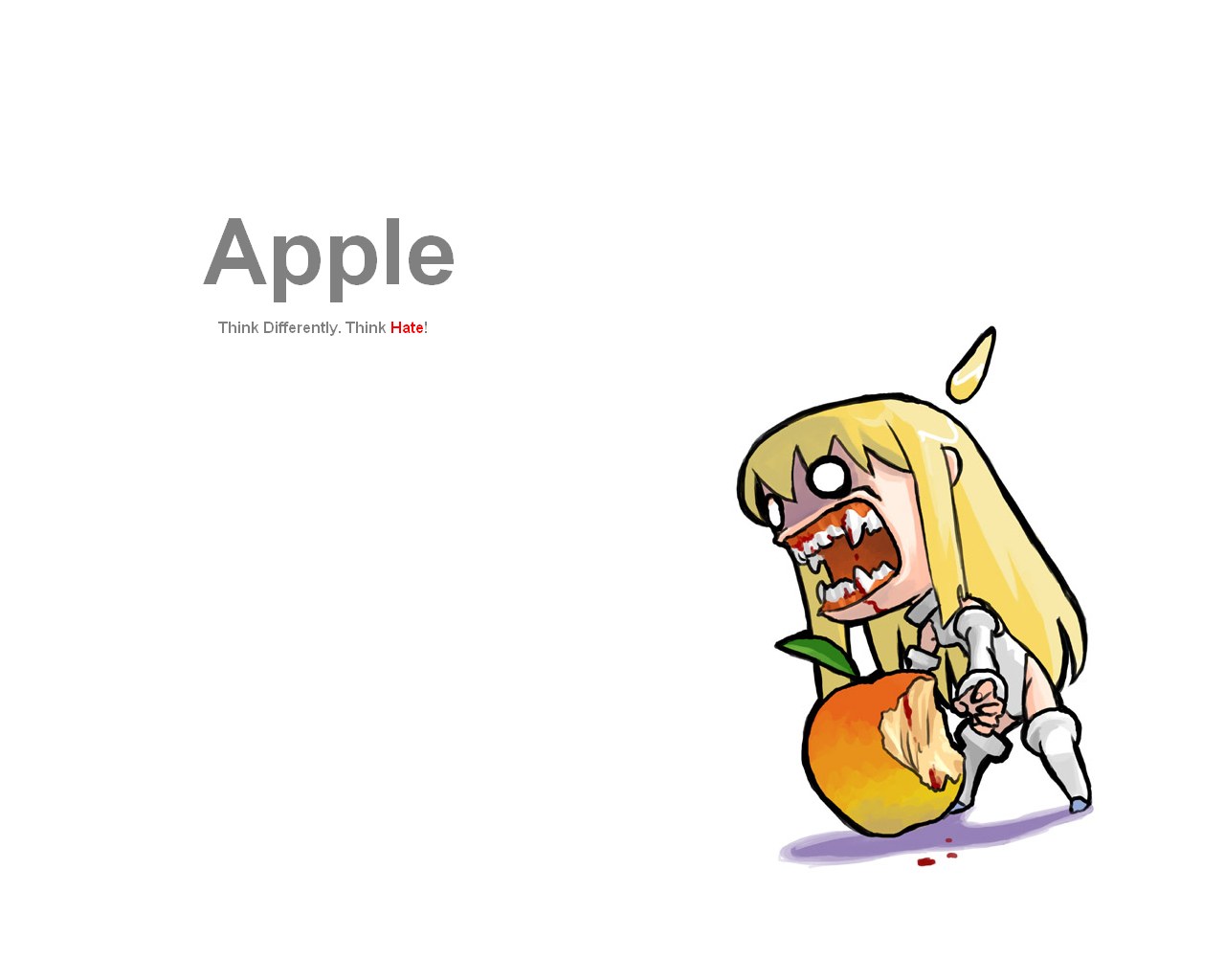Apple character eating fruit