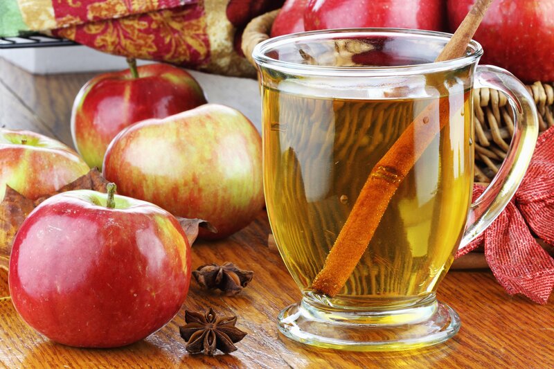 Apple Cider in Glass Mug — Red, Cozy