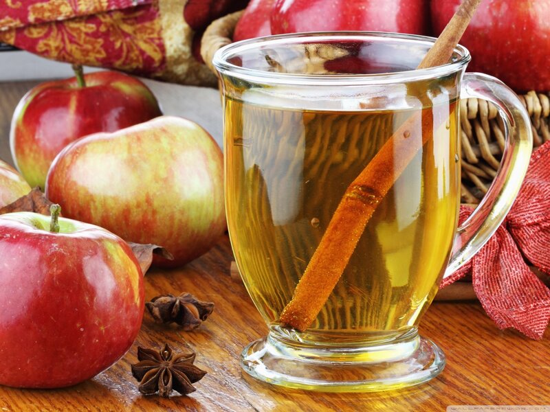 Apple Cider in Glass Mug — Red