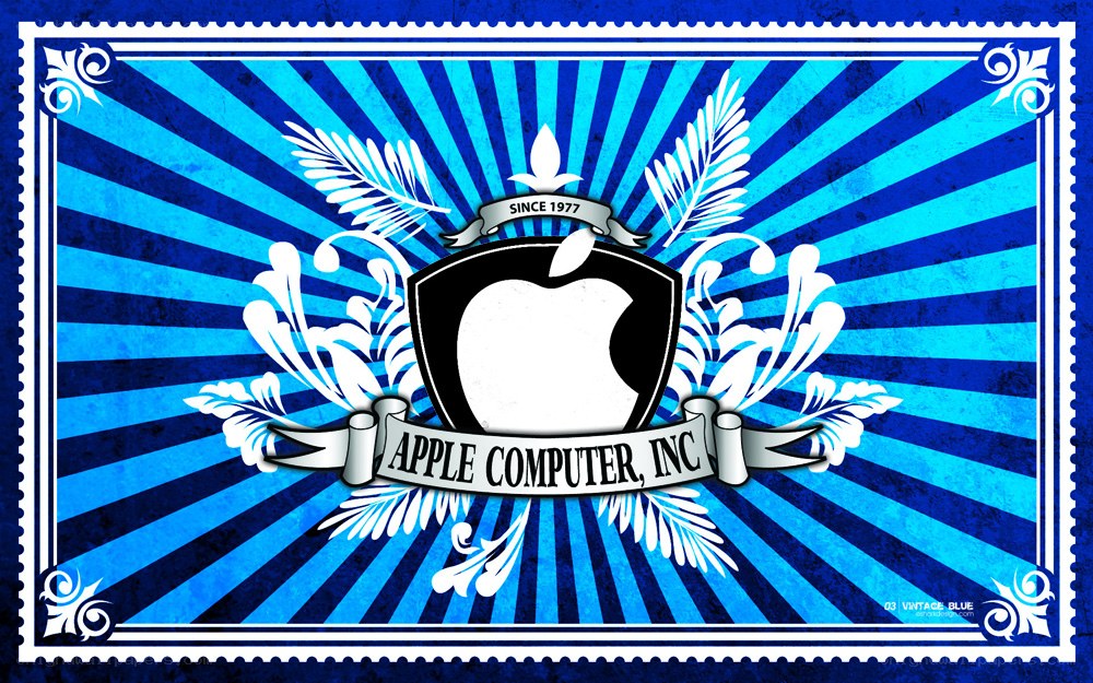 Apple Computer Vintage Blue Logo