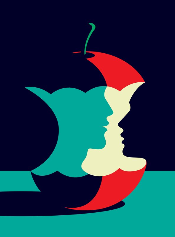 Apple Core with Faces