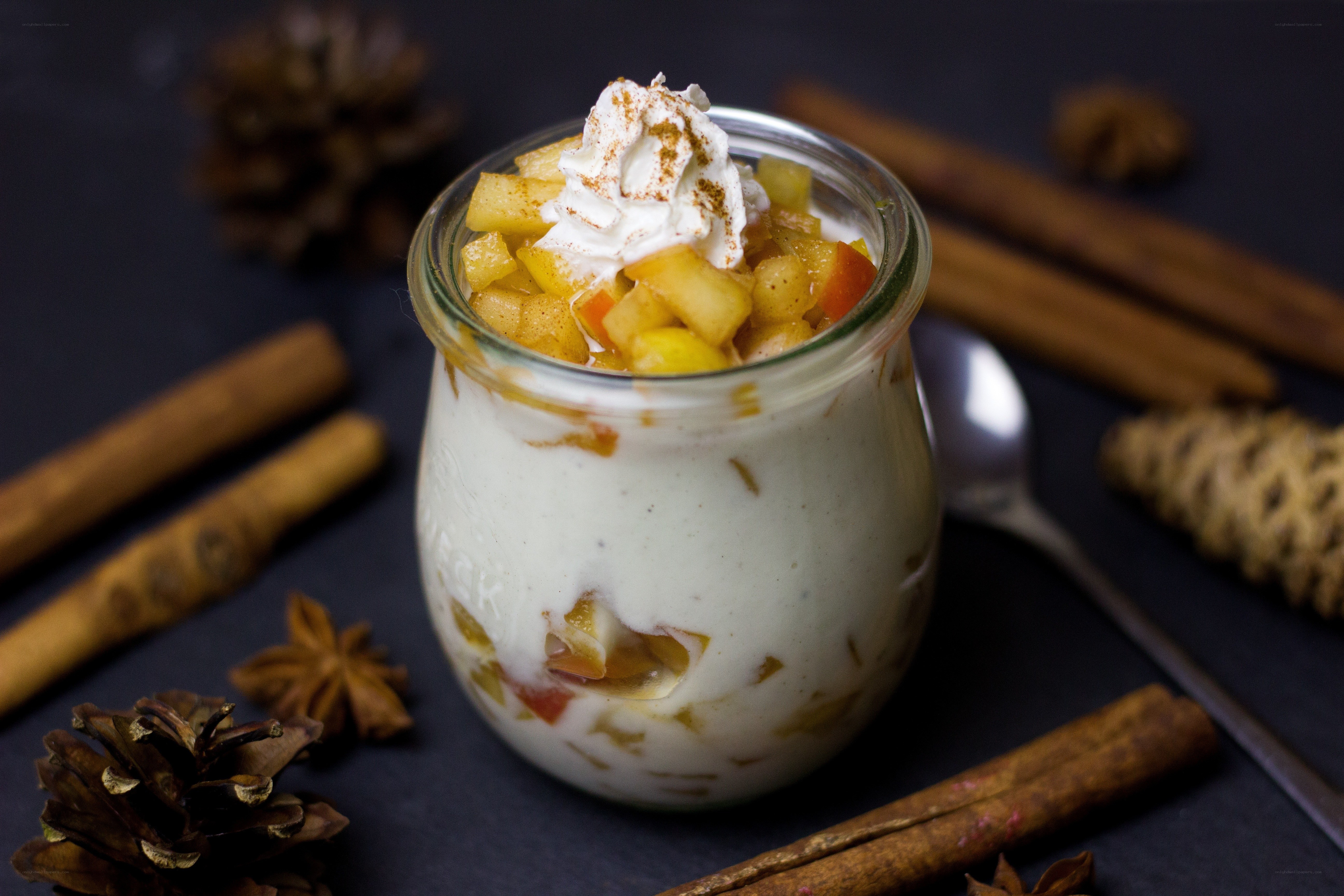 Apple dessert in a jar