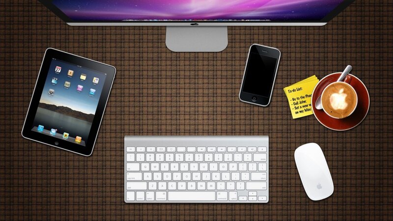 Apple devices on desk