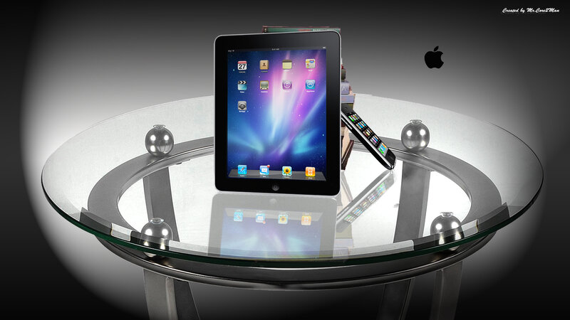 Apple devices on glass table