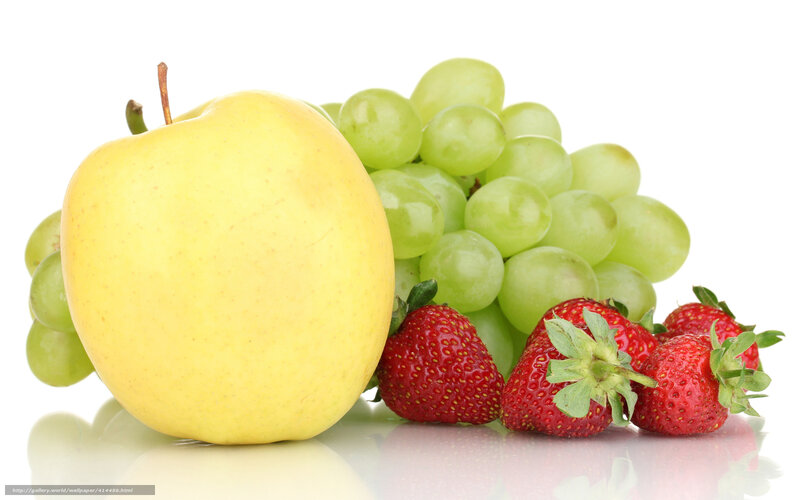 Apple Grapes Strawberries — Yellow, Fresh