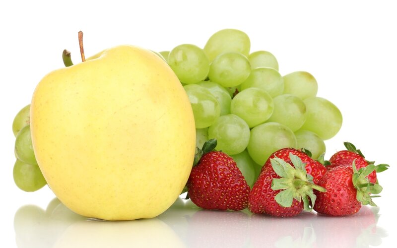 Apple Grapes Strawberries — Yellow