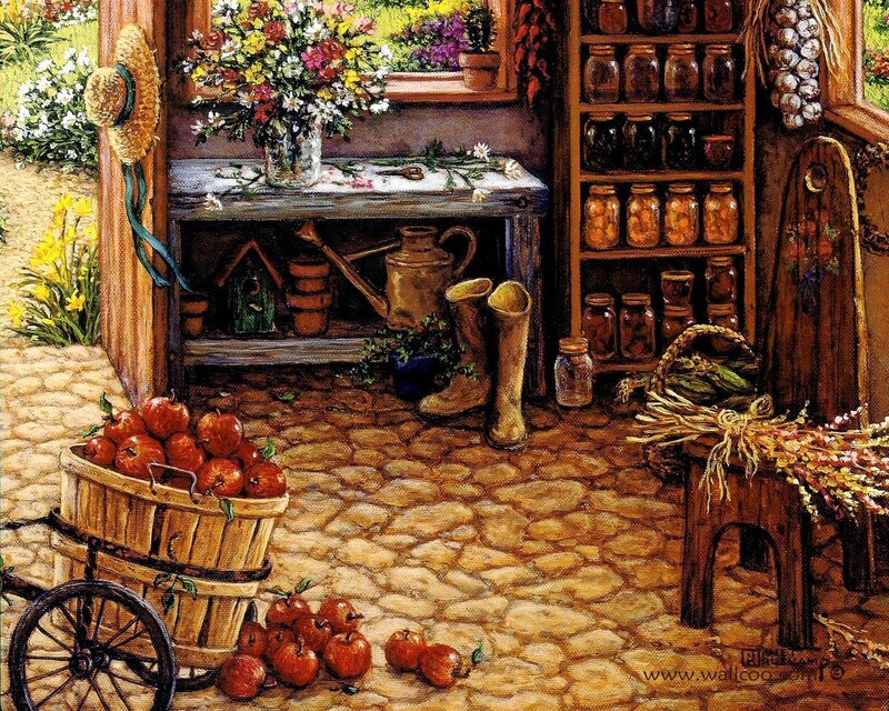 Apple Harvest in Garden Shed