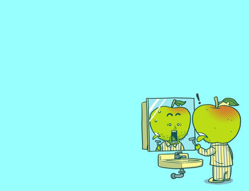 Apple-headed Character — Light Blue