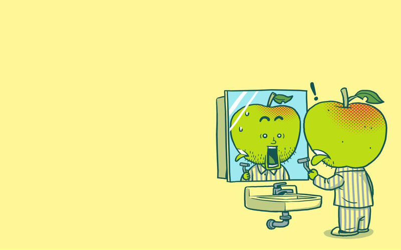 Apple-headed Character — Yellow