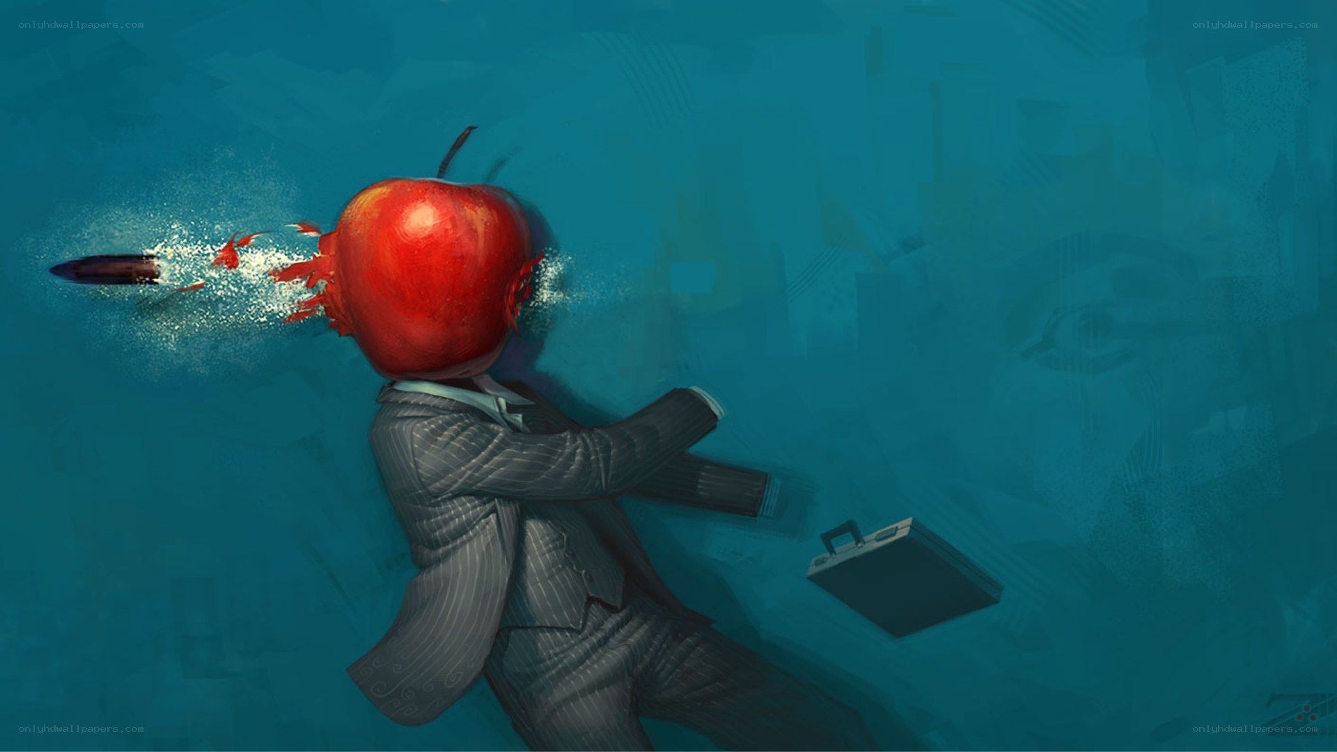 Apple-headed man shot underwater