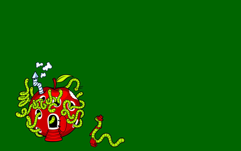 apple house with worms