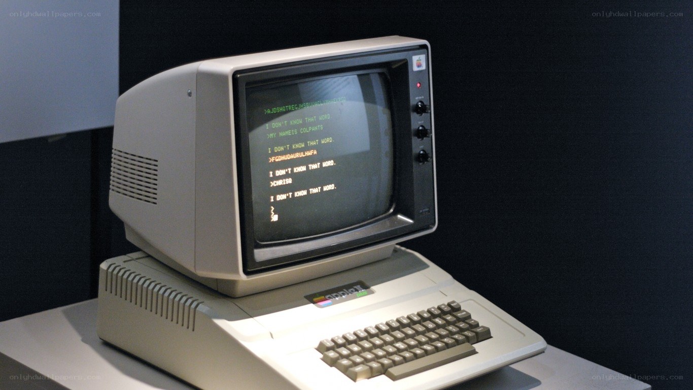 Apple II computer on display