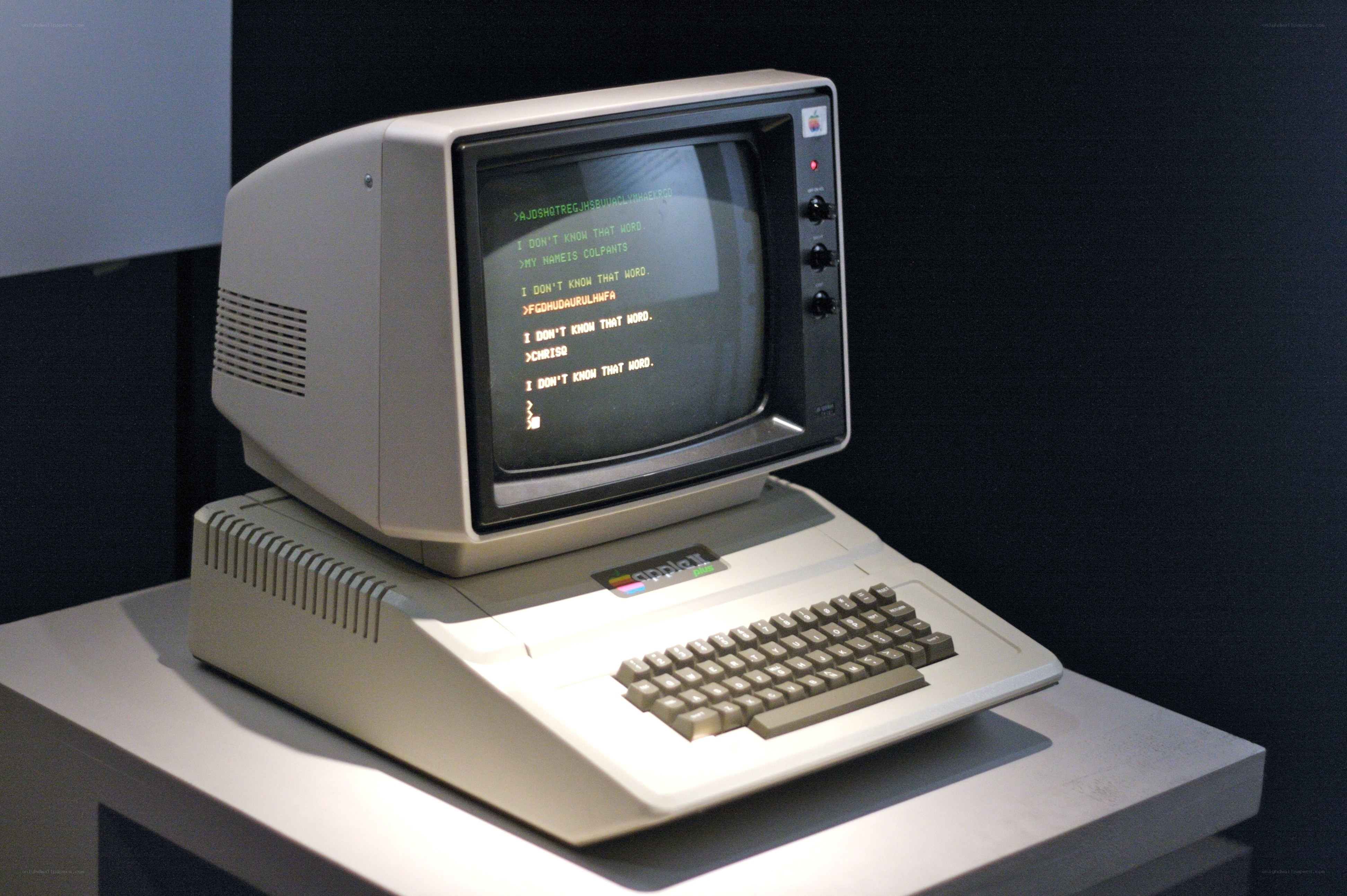 Apple II computer on display