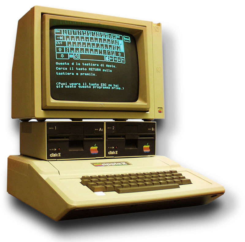 Apple II computer with monitor