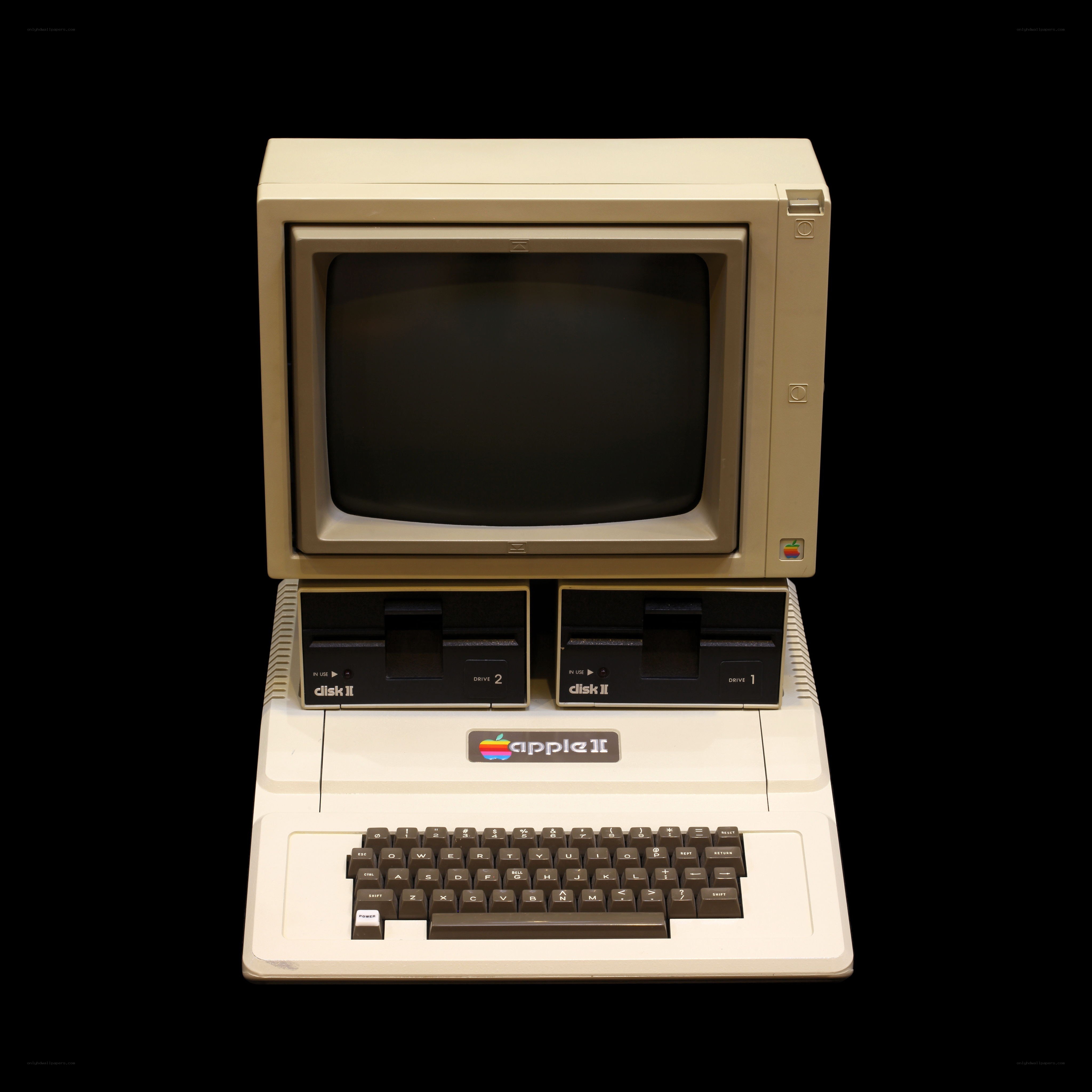 Apple II computer with monitors