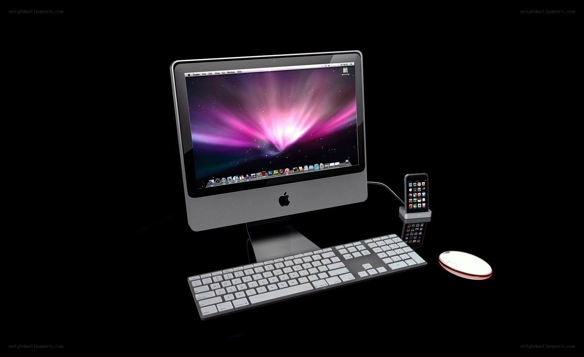 Apple iMac with iPhone and accessories