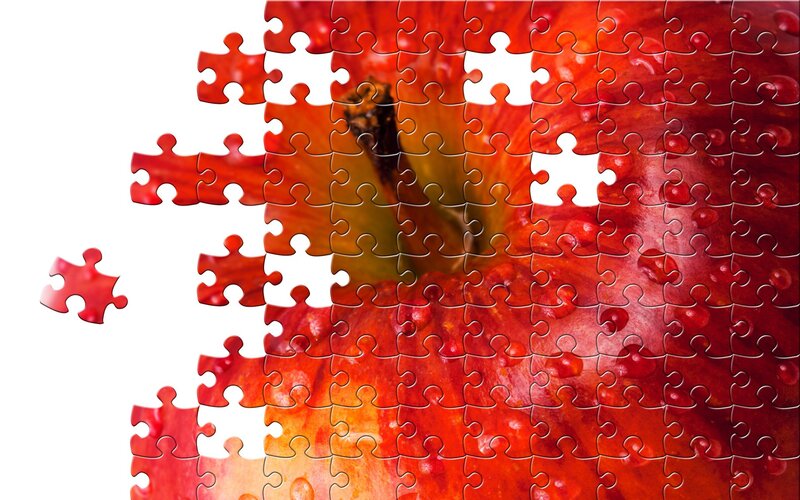 Apple jigsaw puzzle in progress