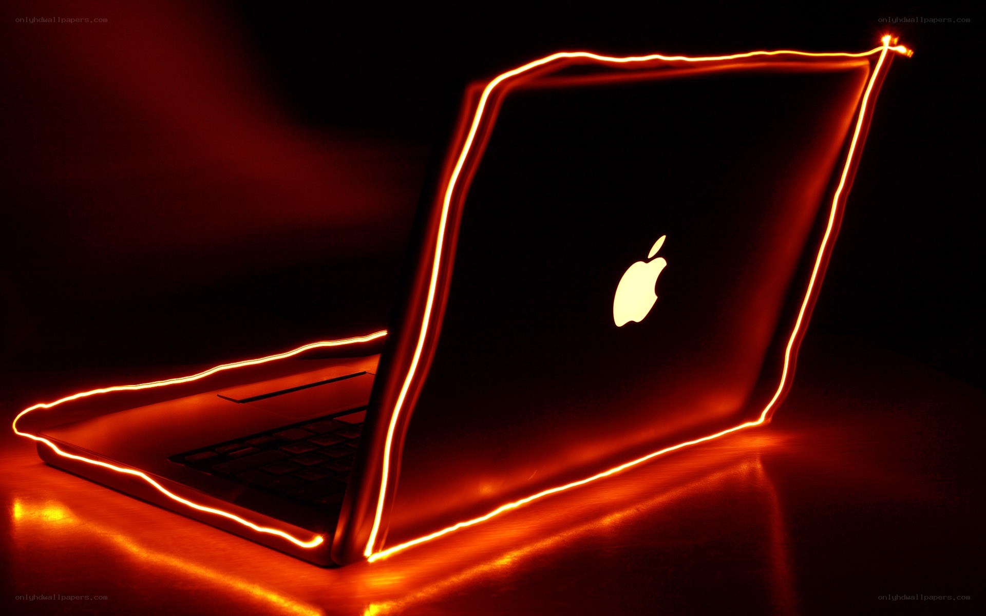 Apple laptop with glowing outline