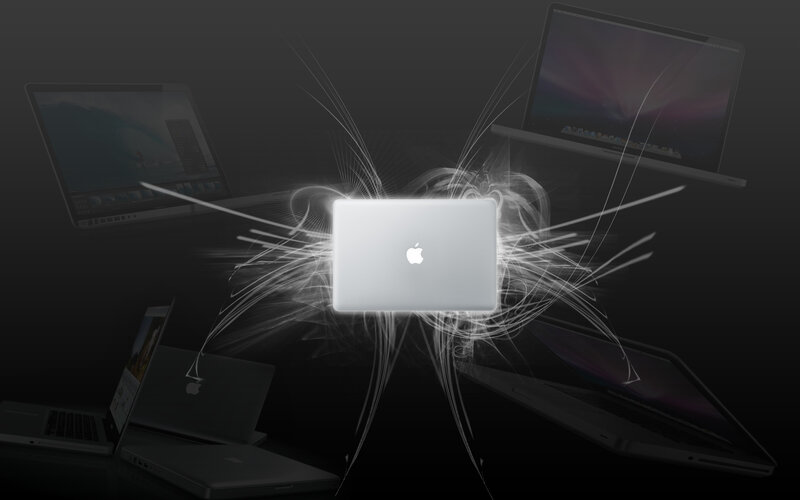 Apple laptops in motion