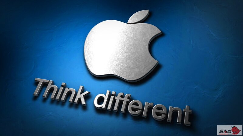 Apple Logo and Slogan — Blue