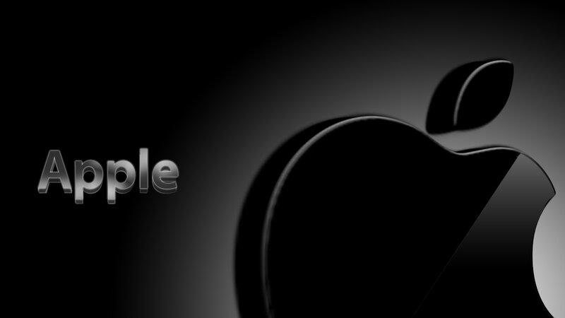 Apple Logo and Text — Black, Minimalist, Digital Art
