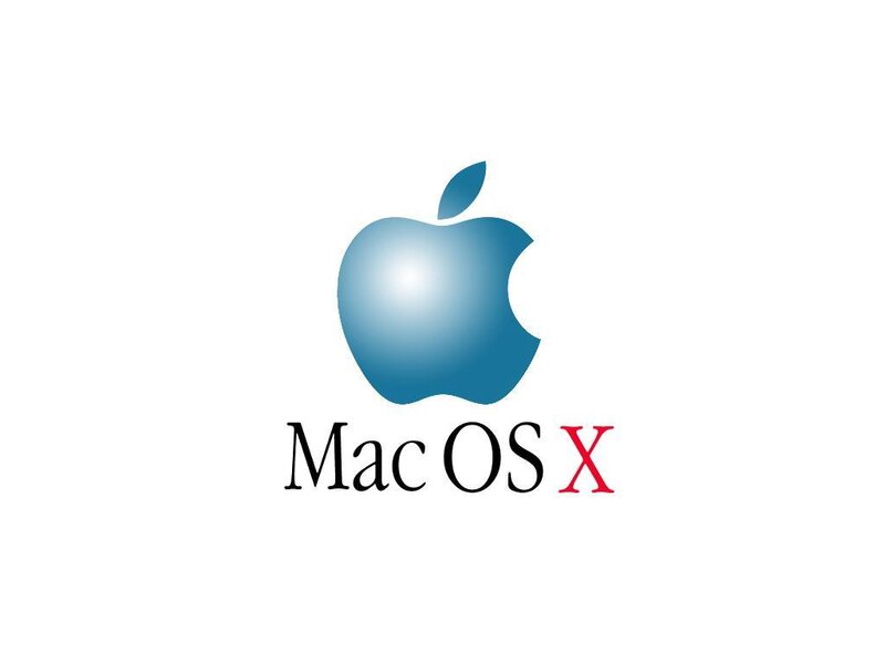 Apple Logo and Text — Blue