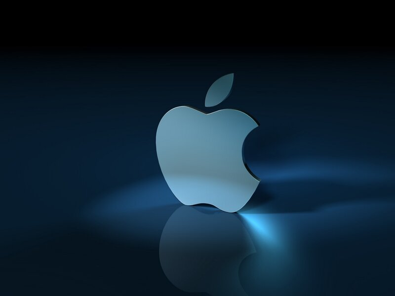 Apple Logo — Blue, Dramatic, 3d Render