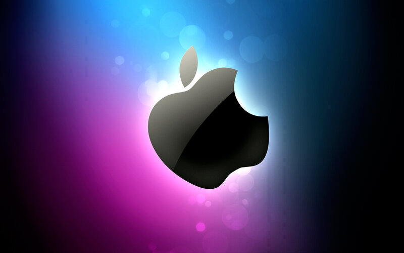 Apple Logo — Blue, Dramatic, Digital Art, Light
