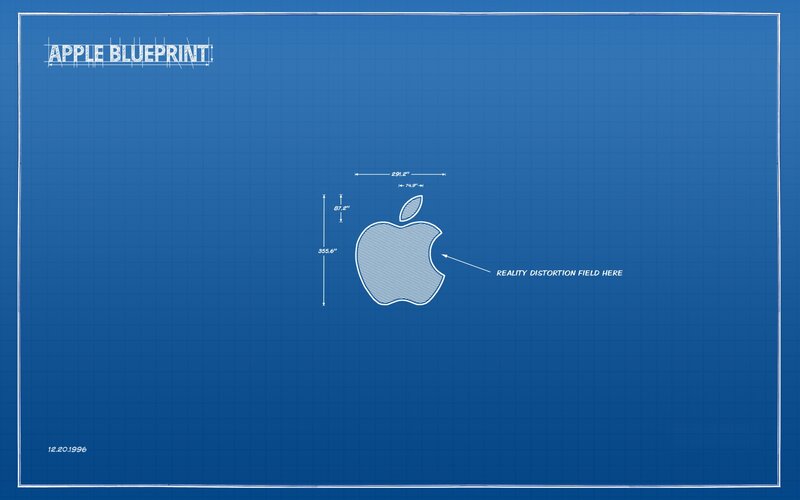 Apple Logo Blueprint — Blue