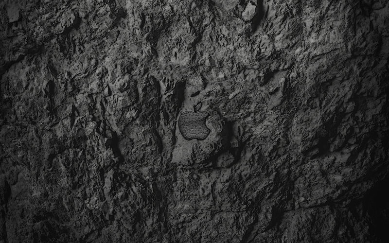 Apple logo carved in stone