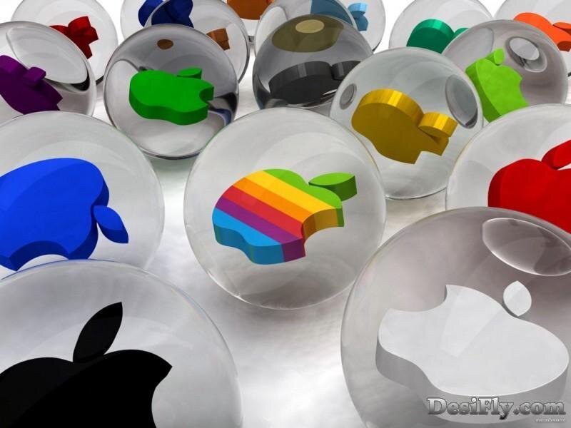 Apple logo collection in glass spheres